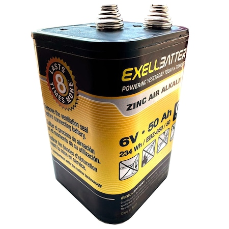 Exell Battery 6V 50Ah 234Wh Zinc Air Alkaline Battery EBZ-650